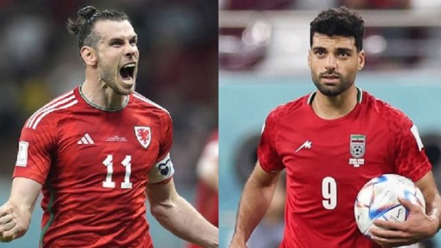 Kapten Wales Gareth Bale (kiri) dan penyerang Iran Mehdi Mehdi Taremi sama-sama mengusung wajib menang pada laga kedua Grup B Piala Dunia 2022, Jumat (25/11/2022) sore.